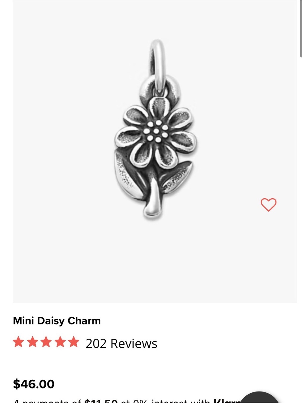 James Avery Silver Daisy Flower Charm